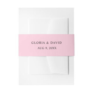 Pink Roses Wedding Invitation Belly Band