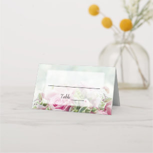 Pink Roses Wedding Place Cards