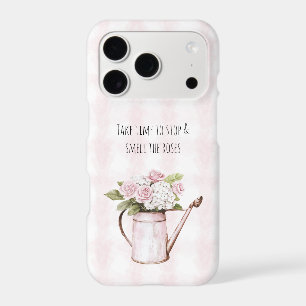 Pink Roses White Floral Watering Can