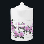 Pink Roses White Picket Fence<br><div class="desc">Pretty country cottage style pink roses and white picket fence teapot.</div>