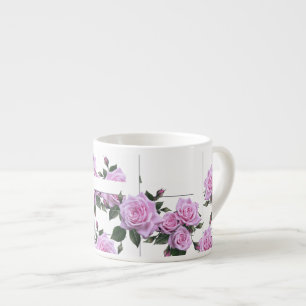 Pink Roses White Picket Fence Espresso Cup