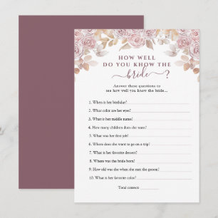 Pink Roses Who Knows the Bride Best Game Card