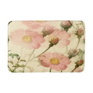 Pink Roses with Buds Floral Bath Mat Large