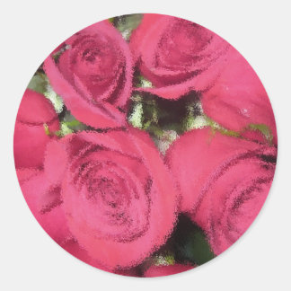 Pink Roses with dry brush II.jpg Classic Round Sticker