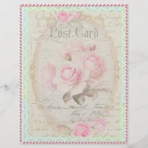 Pink Roses With Lace & Pearls ScrapBooking Paper