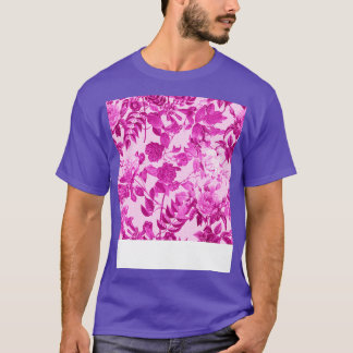 Pink Roses With Leaves Pattern T-Shirt