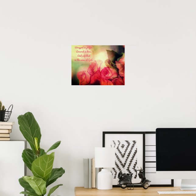 Pink Roses with Uplifting Saying Poster (Home Office)