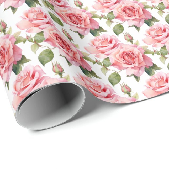 Pink Roses  Wrapping Paper (Roll Corner)