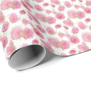 Pink roses wrapping paper