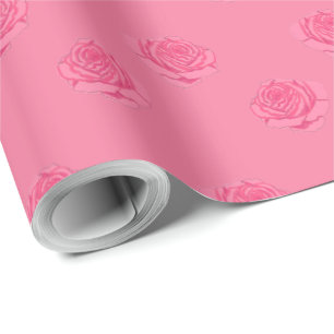 Pink roses wrapping paper