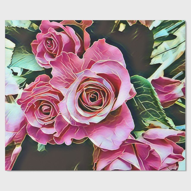 PINK ROSES WRAPPING PAPER (Flat)