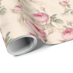 Pink Roses Wrapping Paper Floral Gift Wrap