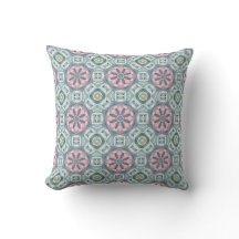 Pink Rosette and Mint Green Geometric Pattern