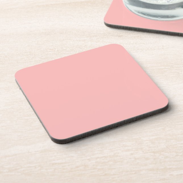 Pink Rosette Solid Colour Pastel Print Coaster (Left Side)