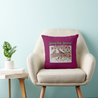 Pink Rosie Finches Pillow