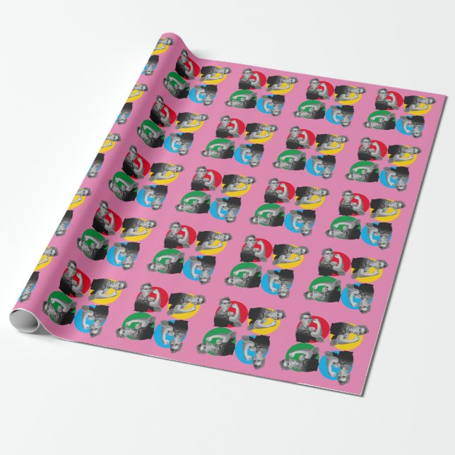 Pink ROSIE RIVETER Print Wrapping Paper (Unrolled)