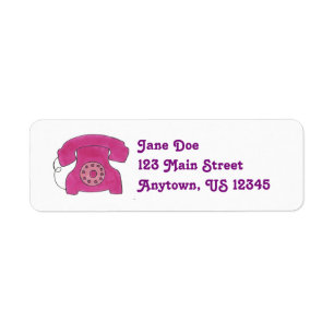 Pink Rotary Dial Telephone Phone Address Labels
