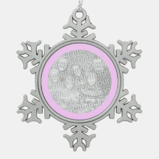 Pink Round Border Snowflake Pewter Christmas Ornament