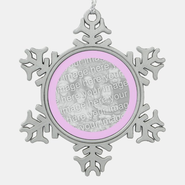 Pink Round Border Snowflake Pewter Christmas Ornament (Front)