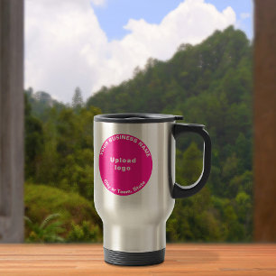 Pink Round Business Brand on Stainless Travel Mug