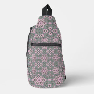Pink Round Flower Shapes Symmetric Sling Bag
