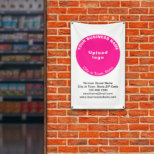 Pink Round Shape Business Brand on Banner