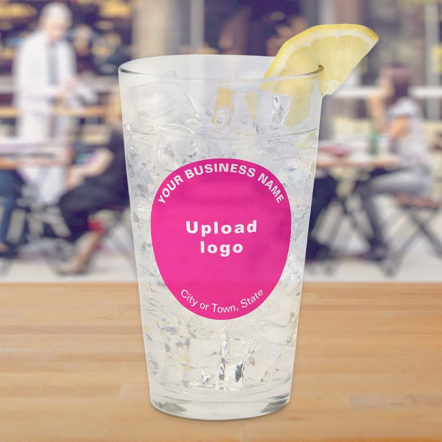 Pink Round Shape Business Brand on Glass Cup (Build brand name awareness. Pink round business brand on glass cup.)
