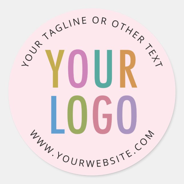 Pink Round Stickers Custom Business Logo Printed (Front)