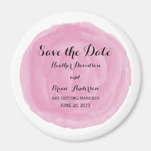 Pink Round Watercolor Save the Date Magnet