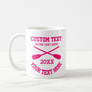 Pink rowing oars crossed paddles custom coffee mug