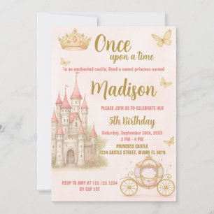 Pink Royal Castle Party Invite