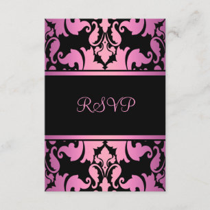 Pink Royal Damask RSVP Card