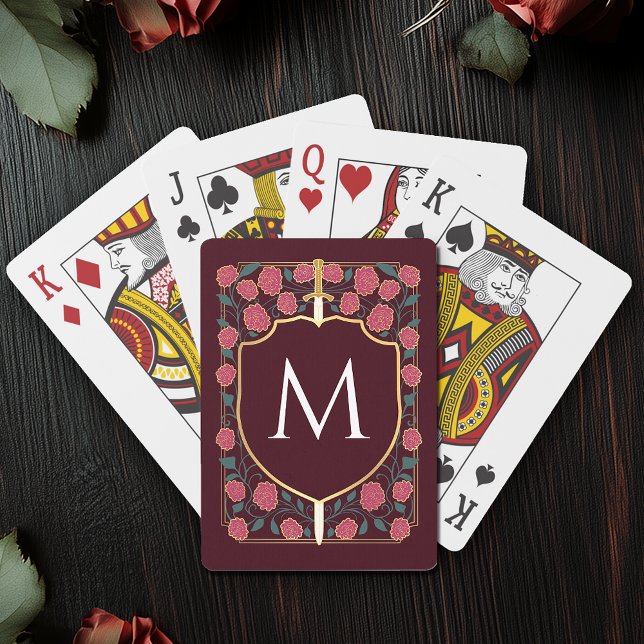 Pink Royal Mediaeval Sword & Shield Monogram Playing Cards (Creator Uploaded)
