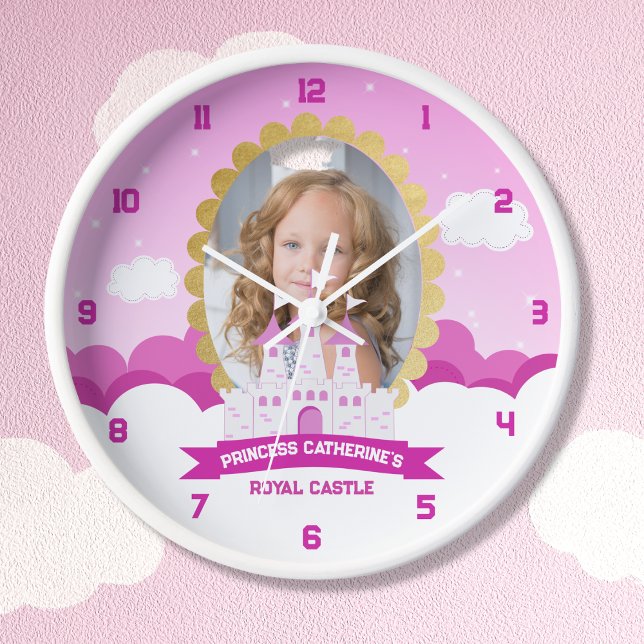 Pink Royal Princess Castle Girl Birthday Clock (Creator Uploaded)