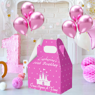 Pink Royal Princess Castle Girl Birthday Favour Box