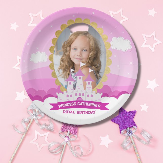 Pink Royal Princess Castle Girl Birthday Paper Plate (Creator Uploaded)