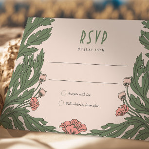 Pink RSVP Card Vintage Art Nouveau