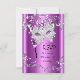Pink RSVP Quinceanera 15th Party Masquerade