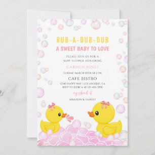 Pink Rubber Duck Baby Shower Invitation