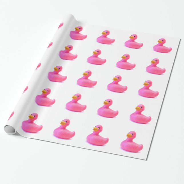 Pink Rubber Duck Wrapping Paper (Unrolled)