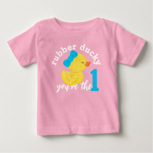 Pink Rubber Ducky You're the One First Birthday Baby T-Shirt