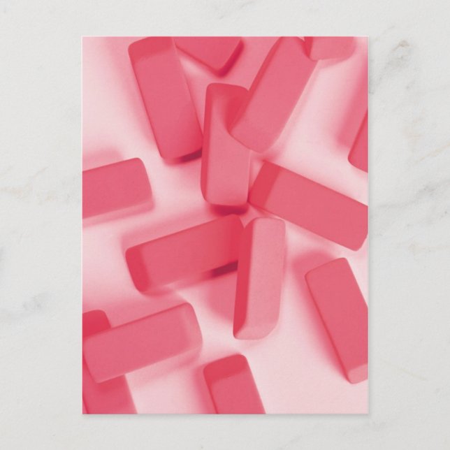 Pink Rubber Erasers Postcard (Front)