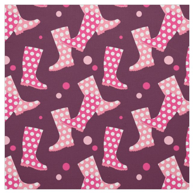 Pink Rubber Rain Boots Pattern Fabric (Swatch)