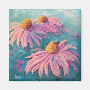 Pink Rudbeckias Painting Magnet