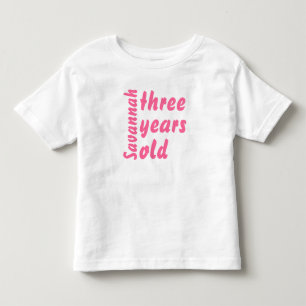 Pink Ruffle Cute Baby Girl Three Years Old Romper Toddler T-Shirt