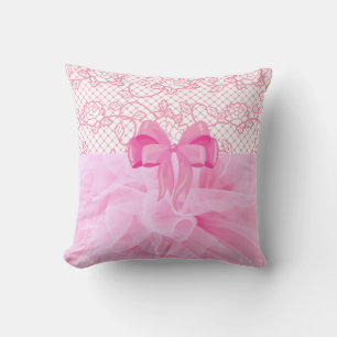 Pink ruffle laced   cushion