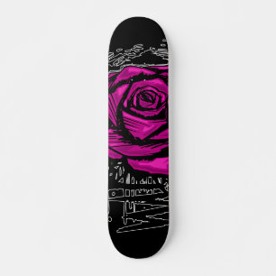 Pink Rugged Rose Graffiti Art • Urban Street Style Skateboard