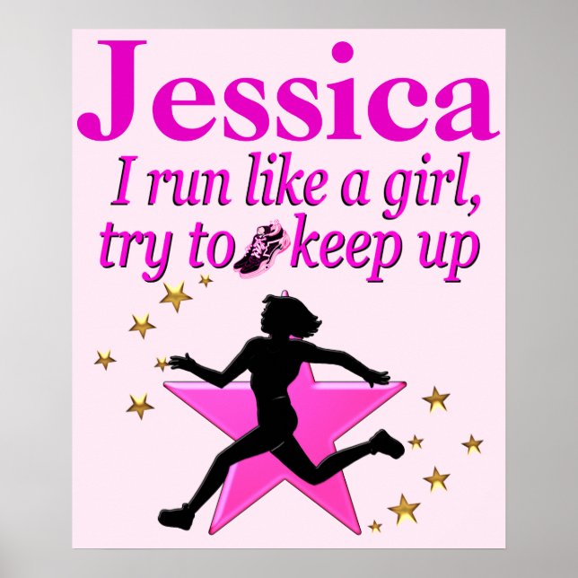 PINK RUN LIKE A CHAMP PERSONALIZED POSTER (Front)