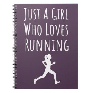 Pink Running Gifts Girl For Kids Runner Typography Notebook