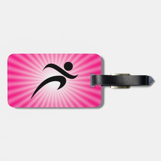 Pink Running Luggage Tag (Back Horizontal)